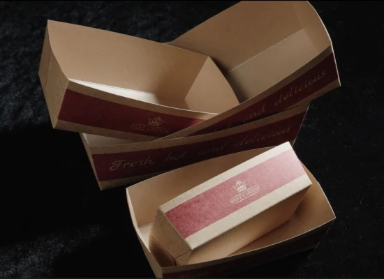 キッチン用品クラフト紙食品トレイ使い捨てジャンボ売店フードボート中国製ホットドッグテイクアウト紙食品包装FSC卸売紙皿
